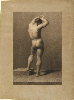 Muzzi Antonio-Nudo accademico in piedi, visto da tergo, con le braccia sollevate sul capo